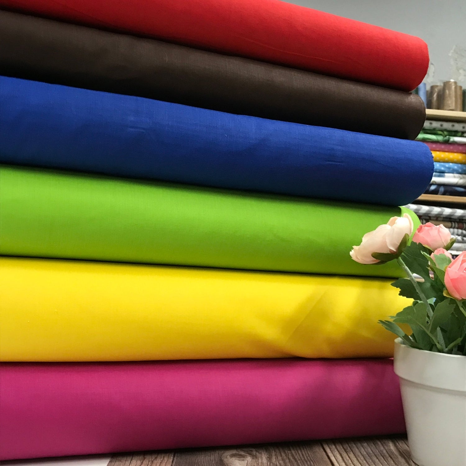 100% Kokvilnas audumi vienkrāsas