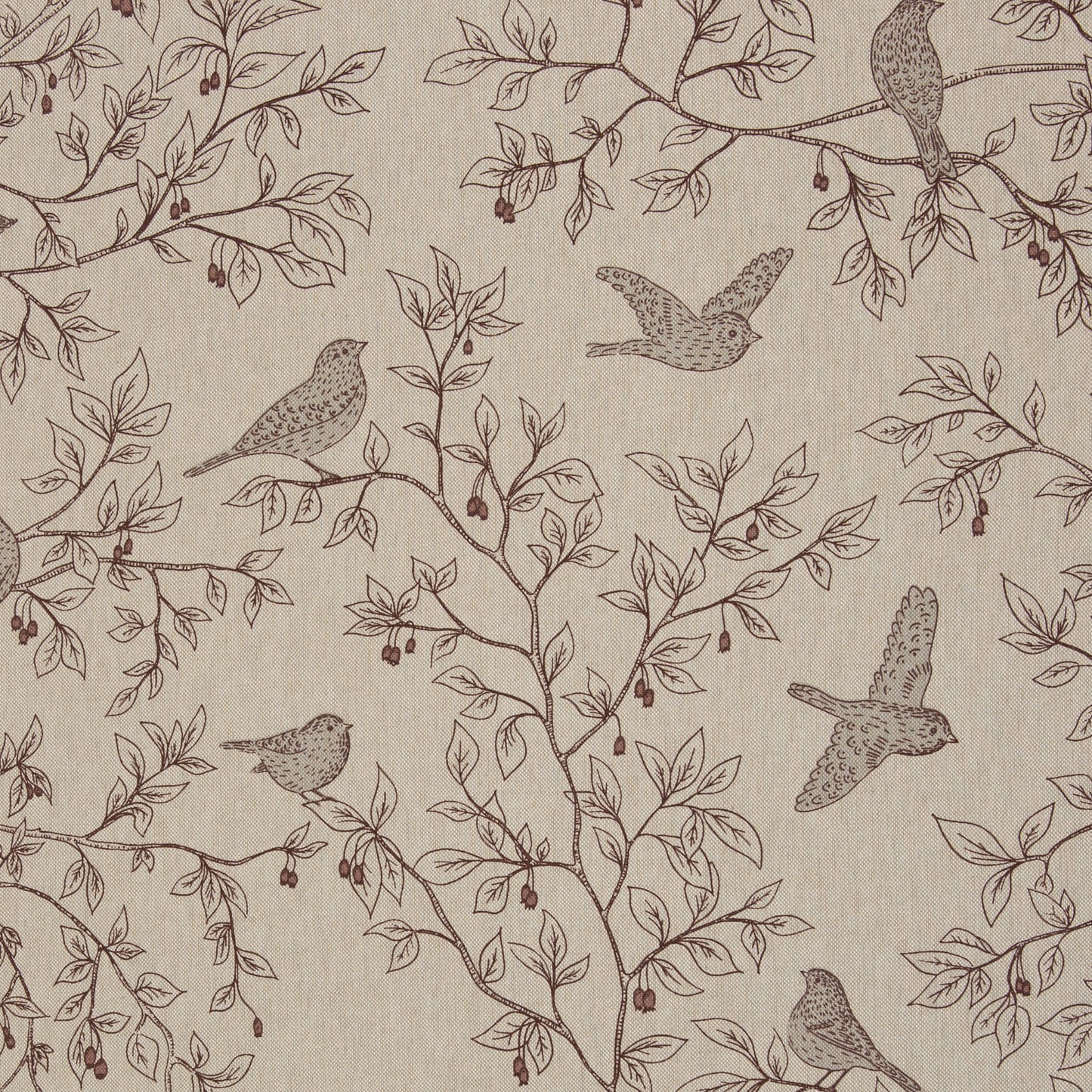 Kanvas audums-putni ar lapām 205 g/m²