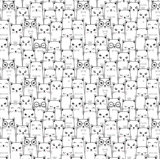 100% Kokvilnas audums - kaķi 125 g/m²