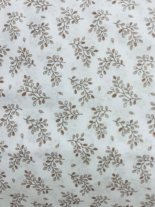 100% Kokvilnas audums - koka zariņi 125 g/m²