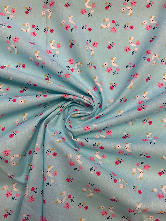 100% kokvilnas audums - mēnestiņš un zvaigzne 115 g/m²