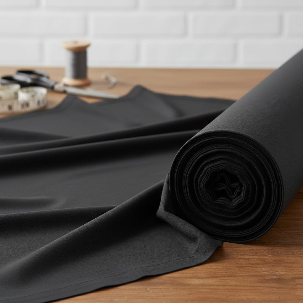 Attēls ar 100% Kokvilnas audums - pelēcīgi melns 220cm 146 g/m² – pieejams Šarlotes audumi