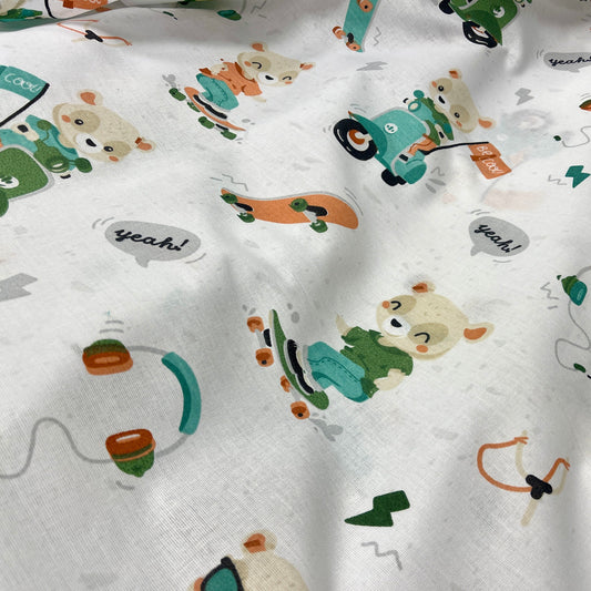 100% Kokvilnas audums - sportiskais lācis 125 g/m²