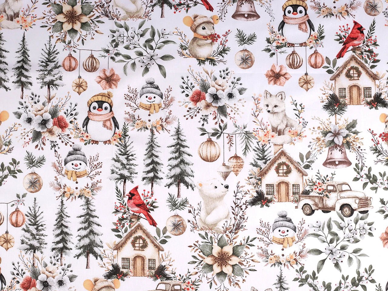 Attēls ar 100% Kokvilnas audums - ziemassvētku raksti 125 g/m – pieejams Šarlotes audumi