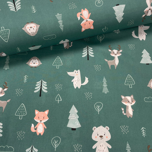 100% Kokvilnas audums - zvēri 125 g/m²