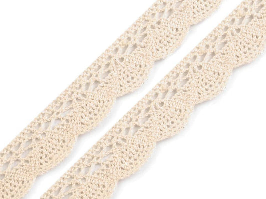 100% Kokvilnas mežģīne - 2,2 cm dabīga