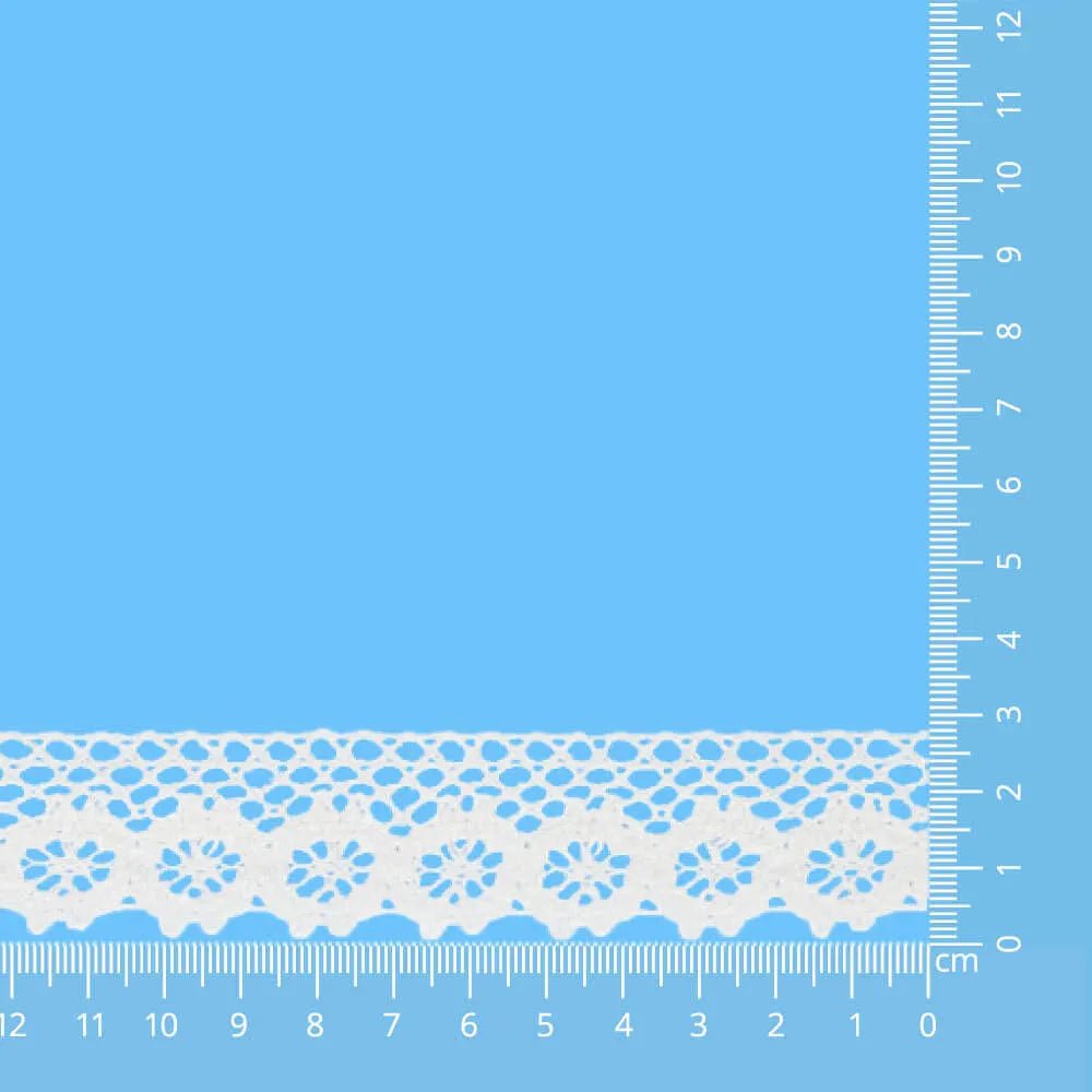 100% Kokvilnas mežģīne - 2,5 cm balta