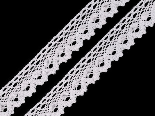 100% Kokvilnas mežģīne - 2,8 cm balta