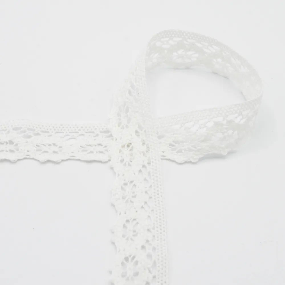 100% Kokvilnas mežģīne 3 cm - piena balta