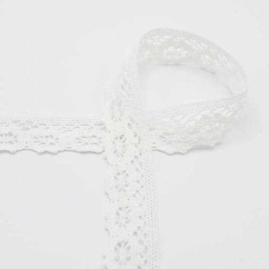 100% Kokvilnas mežģīne 3 cm - piena balta