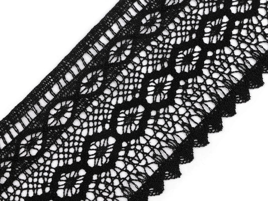 100% Kokvilnas mežģīne|12,5 cm| melna