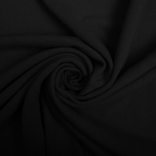 Attēls ar 100% kokvilnas rievots adījums - melns 280 g/m² – pieejams Šarlotes audumi