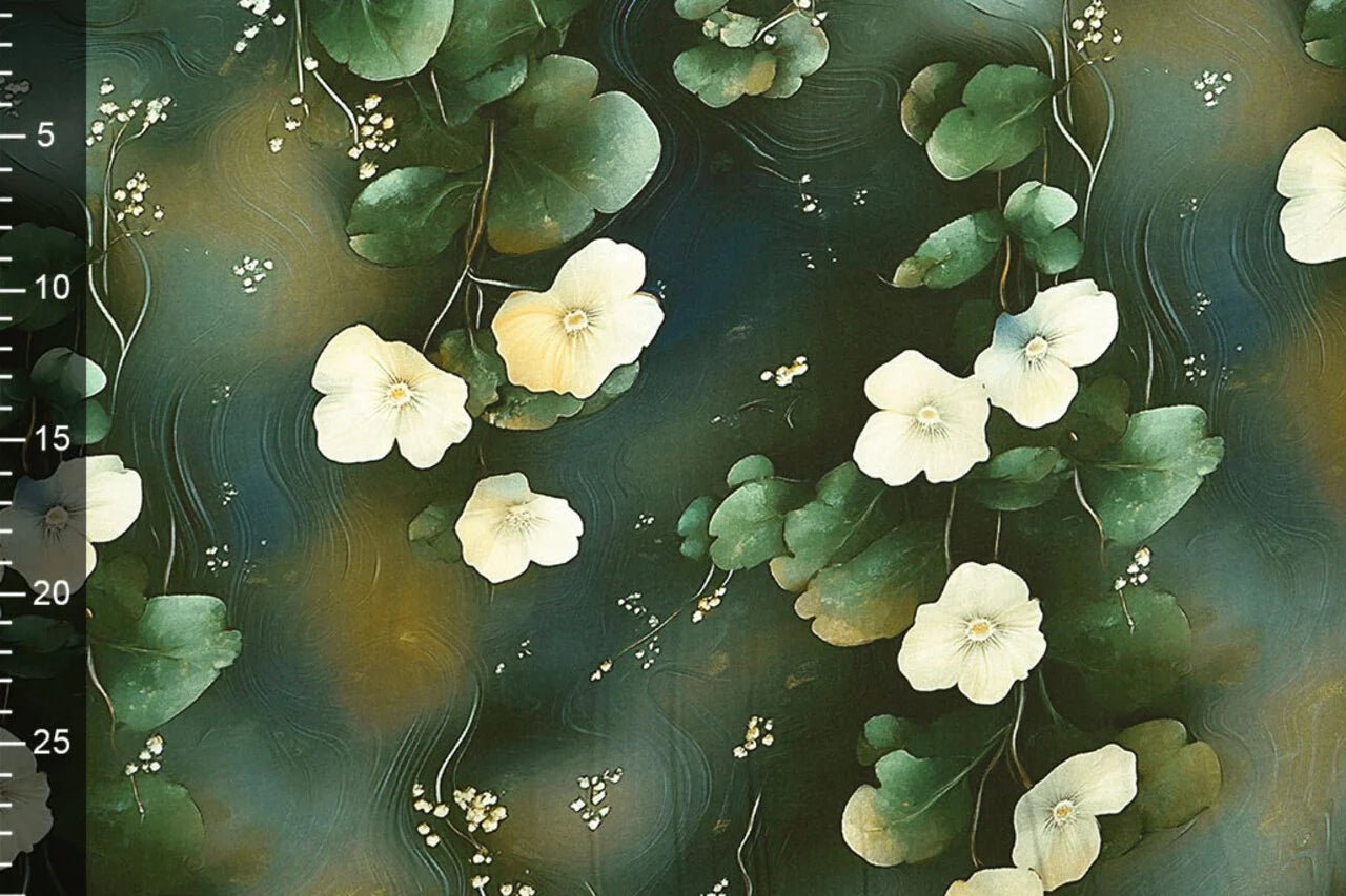 100% Viskozes audums - dzelteni un rozā ziedi 95 g/m²