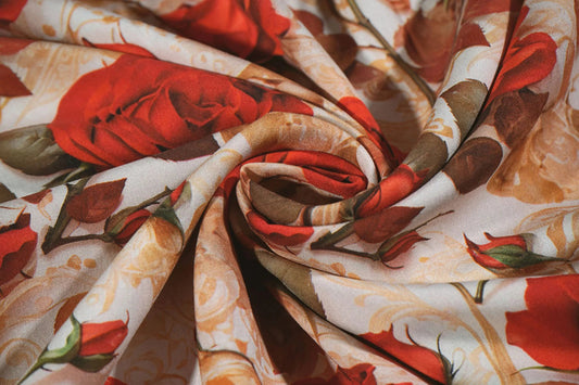 100% Viskozes audums - sarkanās rozes 100 g/m²