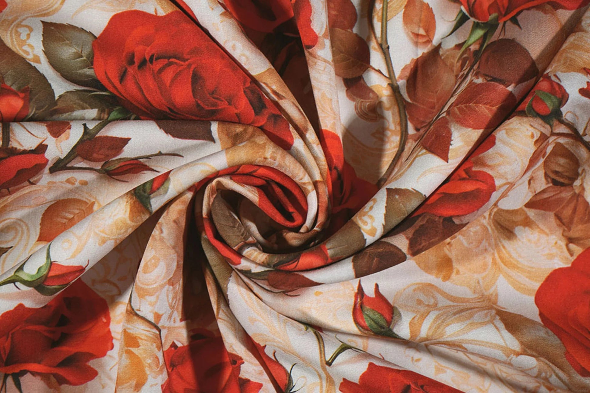 100% Viskozes audums - sarkanās rozes 100 g/m²