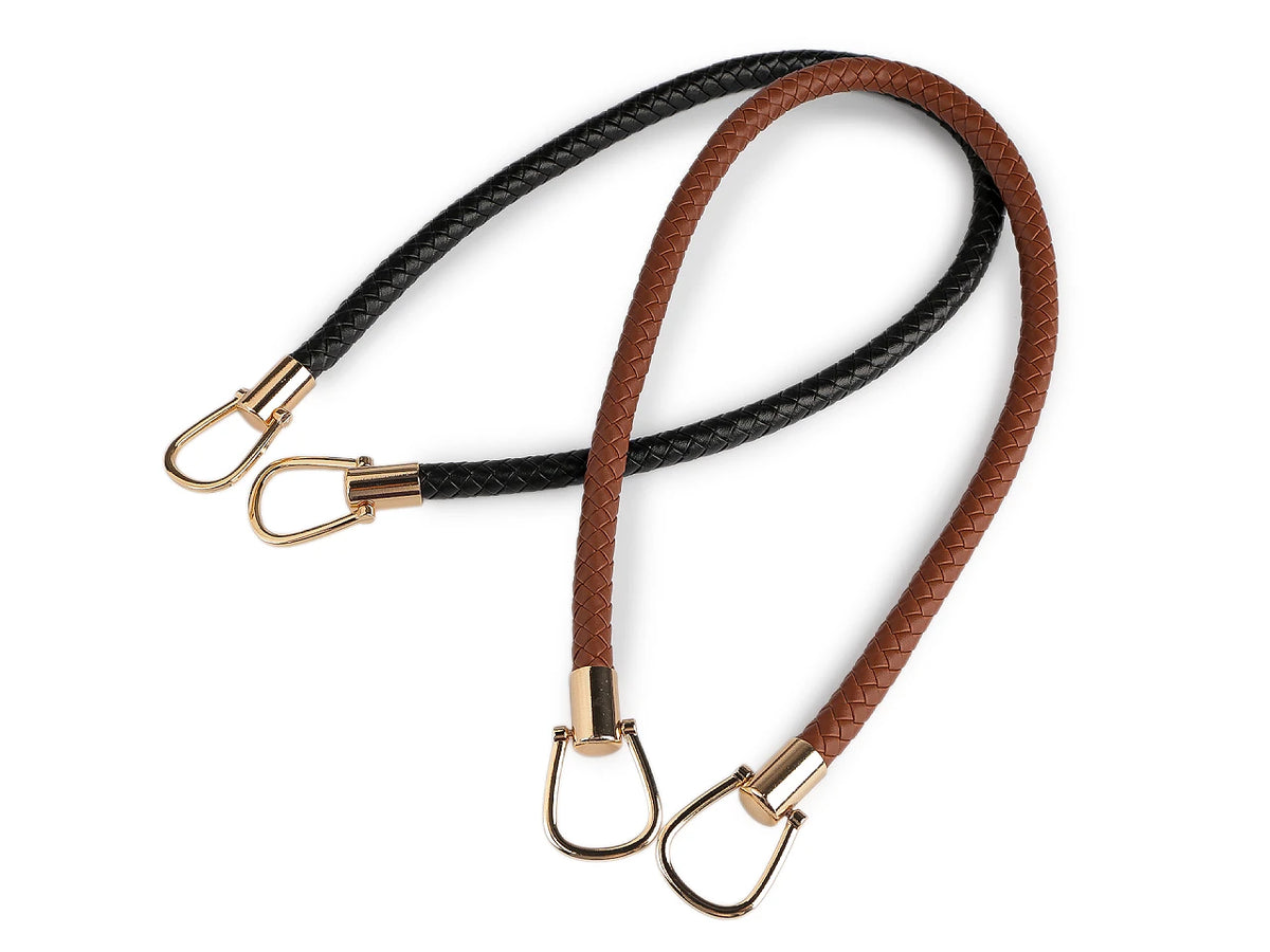 Punutud kunstnahast kotisang – must/kuldne, 70 cm