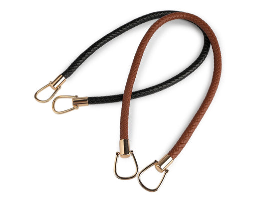 Punutud kunstnahast kotisang – must/kuldne, 70 cm