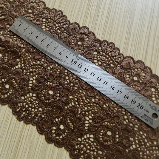 Elastīga mežģīne 14 cm-šokolāde