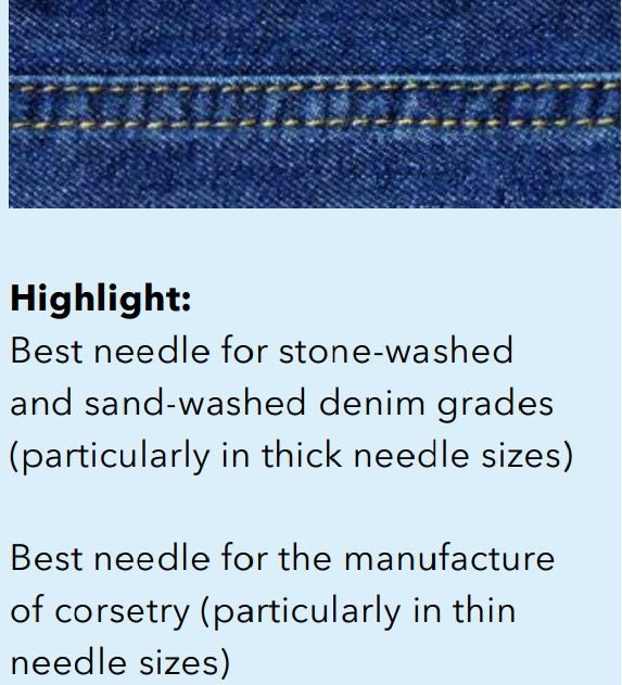 Attēls ar Adatas rūpnieciskajām šujmašīnām SCHMETZ DBx1 SUK SERV 7 – trikotāžai un džinsam (10gab.) – pieejams Šarlotes audumi