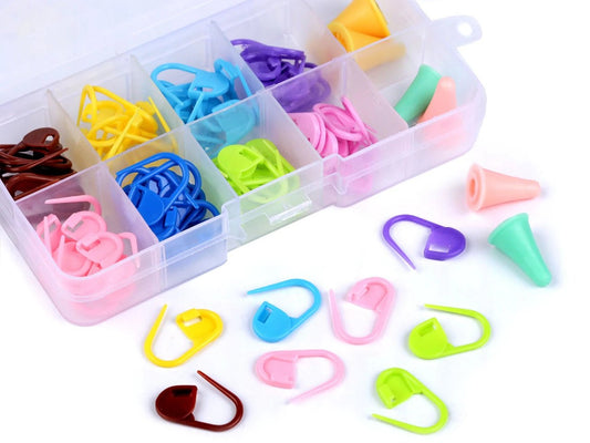 Adīšanas un tamborēšanas marķieru komplekts kastītē