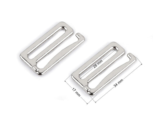 Āķis peldkostīmiem un apakšveļai | Platums 28 mm | Niķelēts, mazgājams metāls | 2 gab.