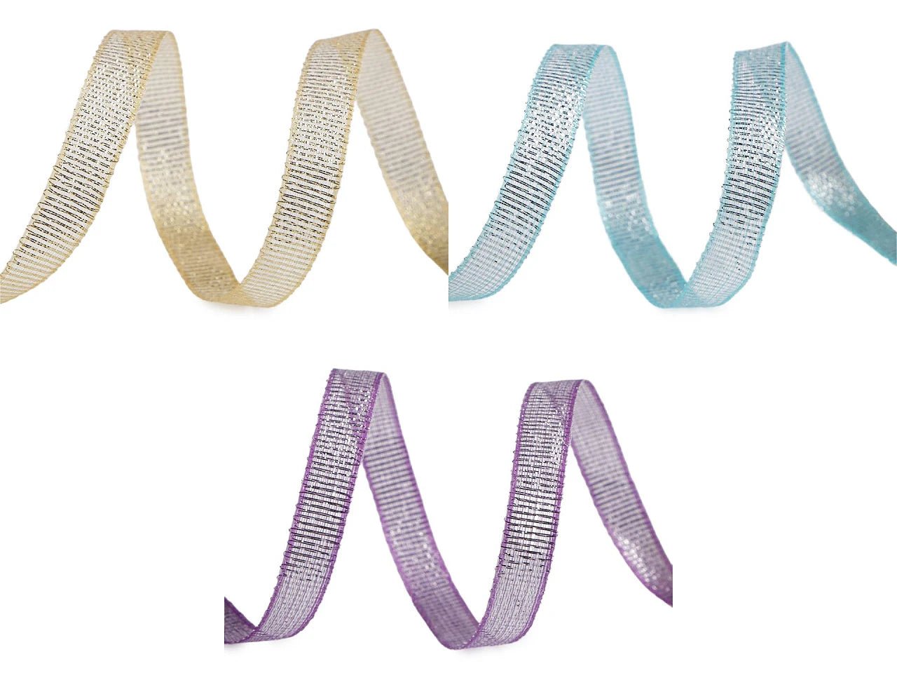 Attēls ar Brokāta lente ar lureksu | 10 mm platumā,10 m iepakojums | dažādu toņu – pieejams Šarlotes audumi