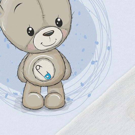 Attēls ar Cilpiņtrikotāžas panelis 40x50 cm - lācītis uz zila 250 g/m² – pieejams Šarlotes audumi