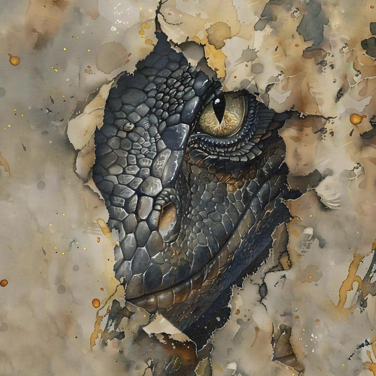 Attēls ar Cilpiņtrikotāžas panelis 40x50 cm - pūķis 250 g/m² – pieejams Šarlotes audumi