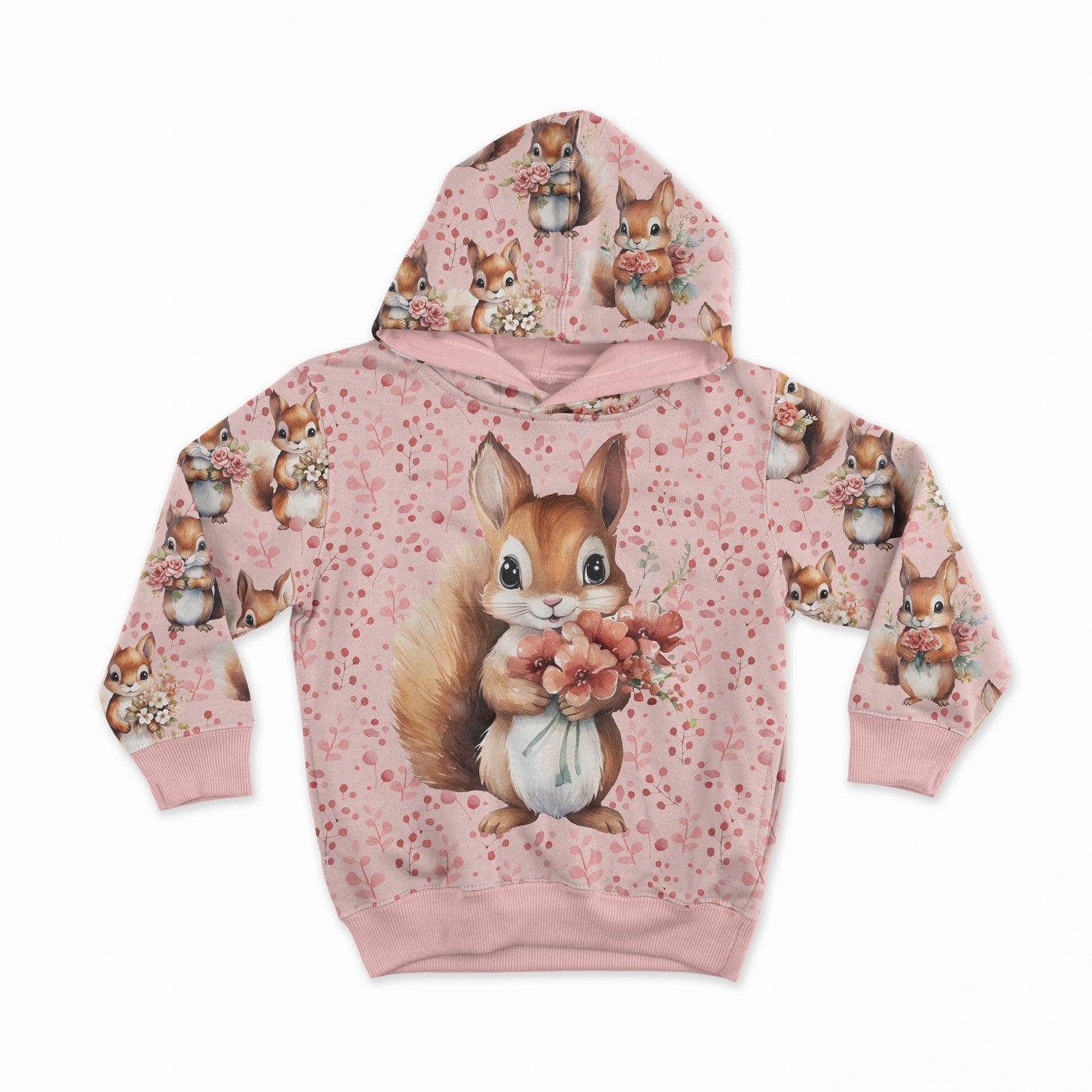 Cilpiņtrikotāžas panelis 40x50 cm - vāverēns ar ziediem 250 g/m²