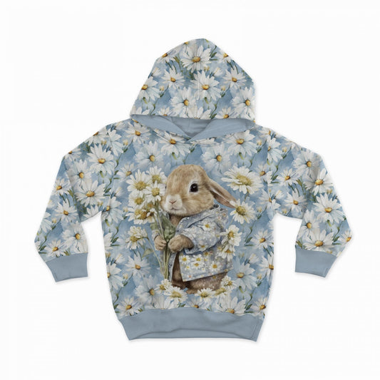 Cilpiņtrikotāžas panelis 40x50 cm - zaķīts ar margrietiņām 250 g/m²