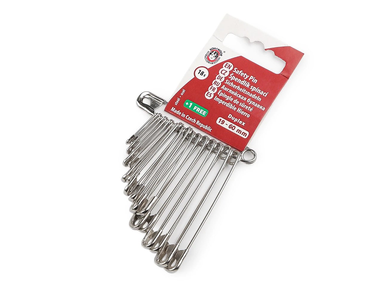 Image of a set of safety pins, various sizes – available at Šarlotes audumi