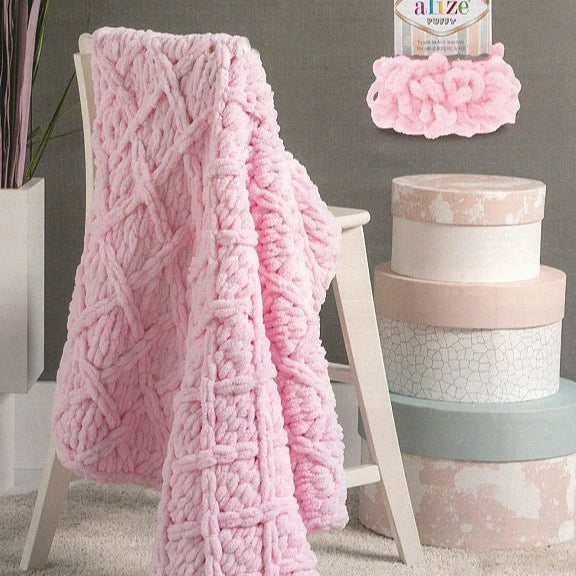 Dzija Yarn Alize Puffy - gaiši zila 9 m 100g #183