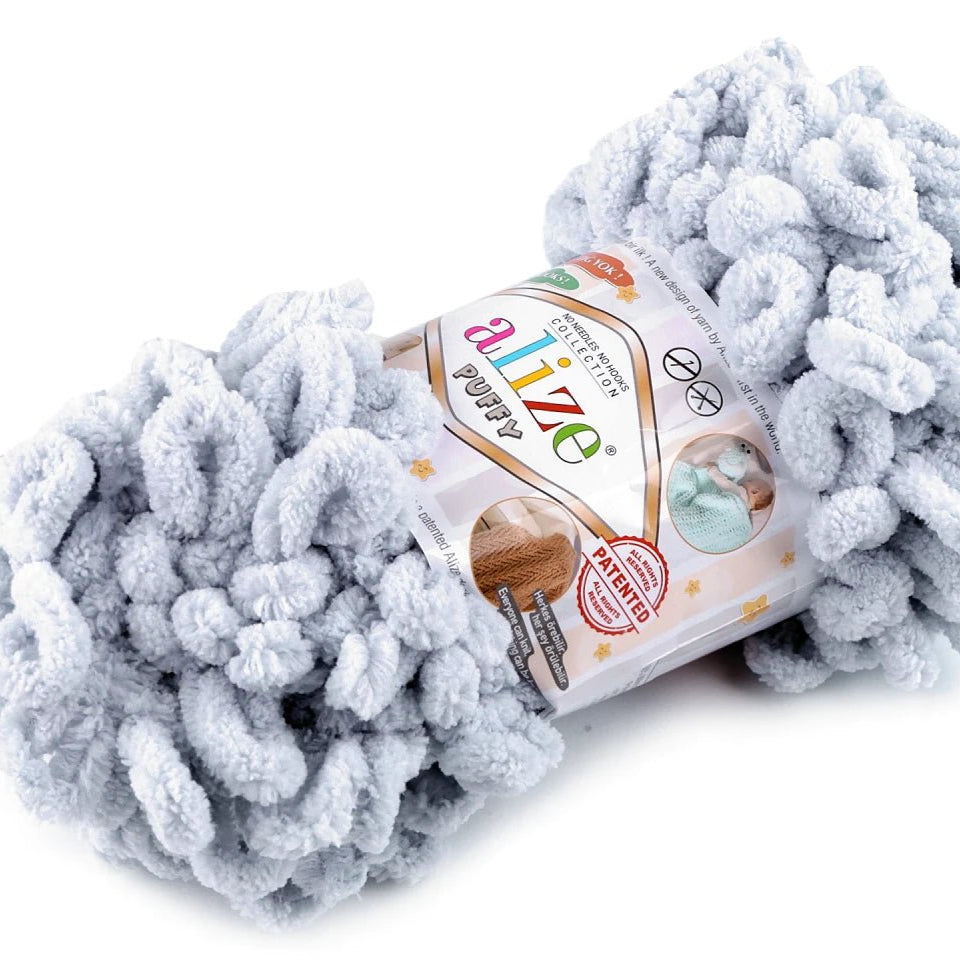 Dzija Yarn Alize Puffy - gaiši zila 9 m 100g #416
