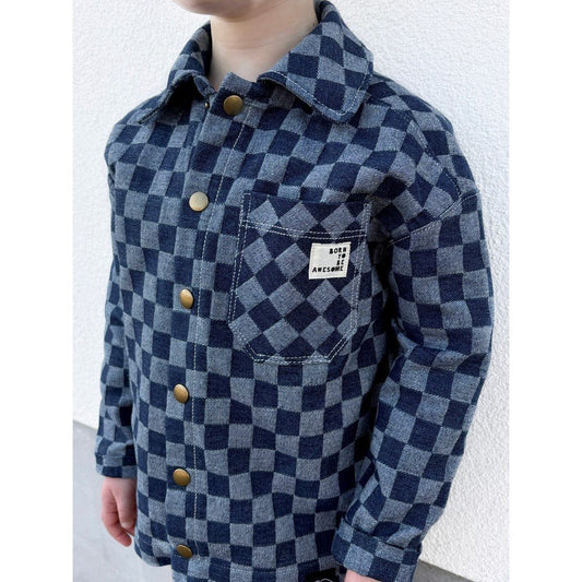 Džinsu audums - rūtis 330 g/m²