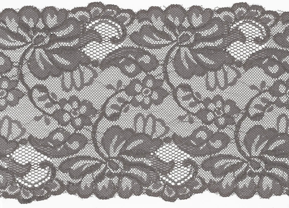 Elastīgā mežģīne - 15 cm - pelēka