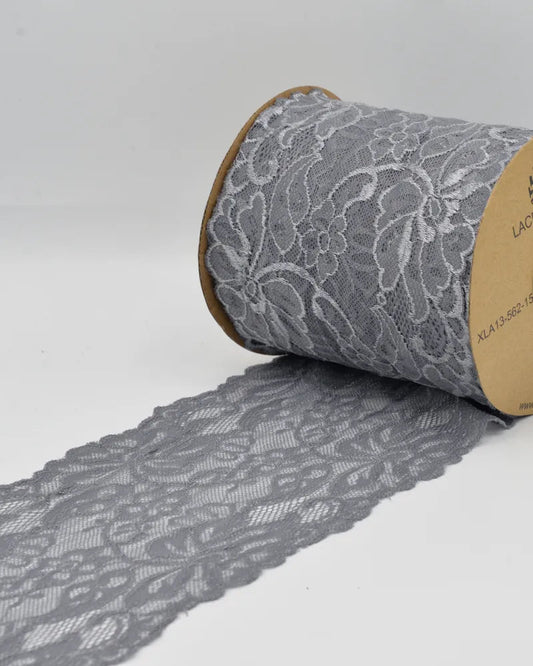 Elastīgā mežģīne - 15 cm - pelēka