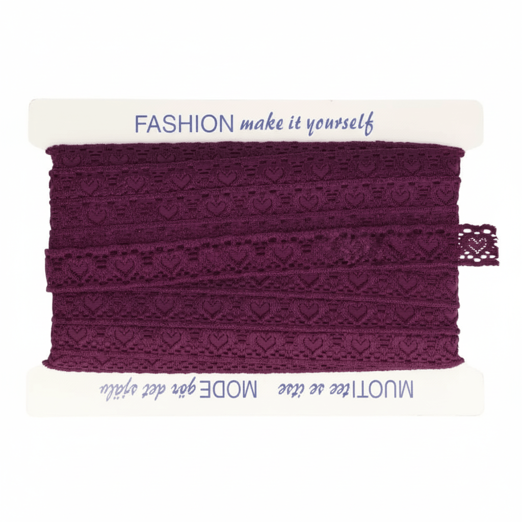 Attēls ar Elastīgā poliamīda mežģīne - 2.5 cm purpura – pieejams Šarlotes audumi