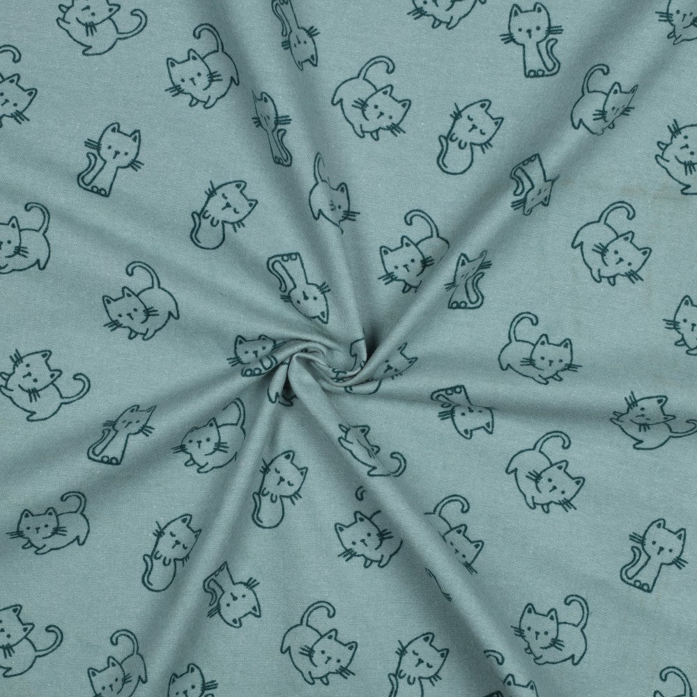Flanelis - kaķi uz mint fona 165 g/m²
