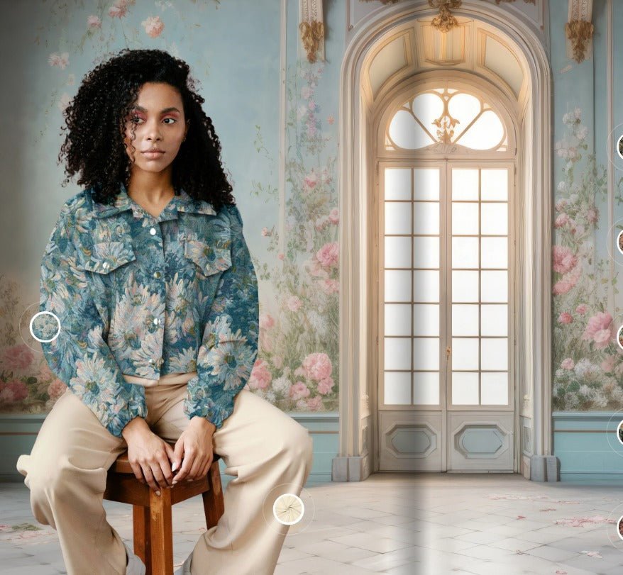 Gobelēns - zilie dārza ziedi 260 g/m²