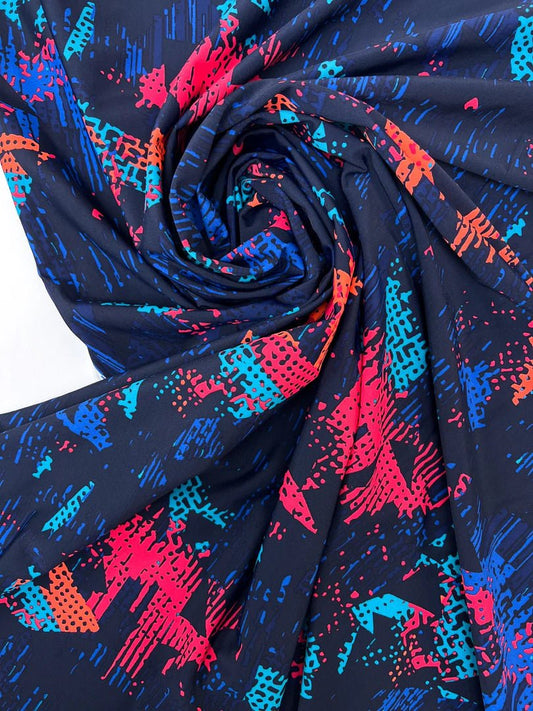 Attēls ar Itālijas daudzkrāsains poliestera–elastāna trikotāžas audums sportam | 210 g/m², 135 cm – pieejams Šarlotes audumi