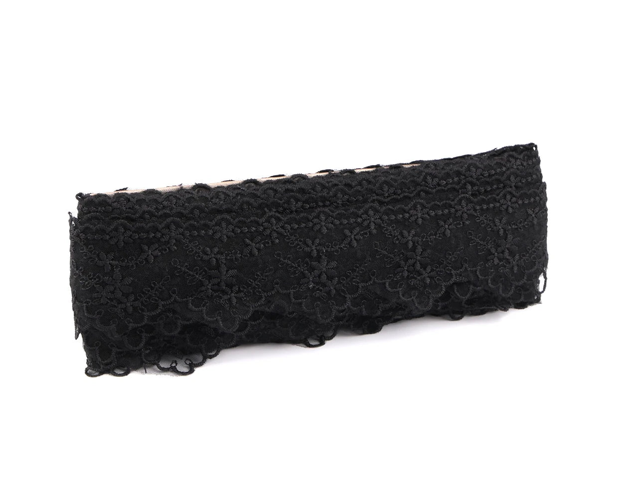 Izšūta mežģīne - 6,5 cm melna