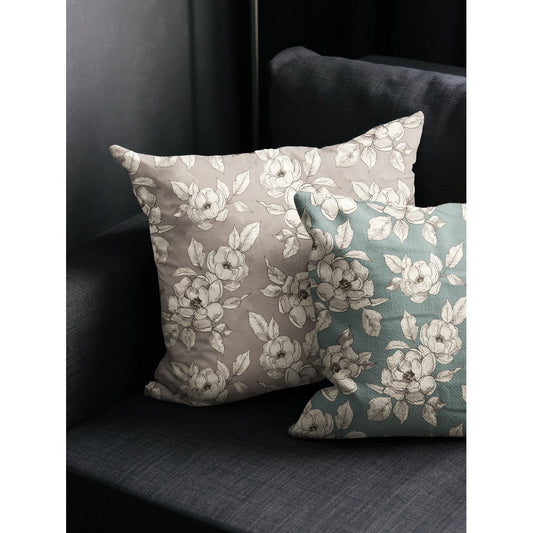 Kanvas audums - ziedi uz pelēka fona 225 g/m²