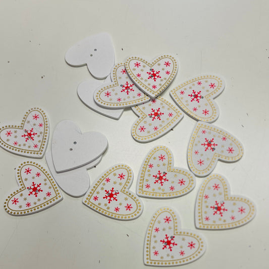 Koka pogas 35 mm - sirsniņa ar sniegpārslām