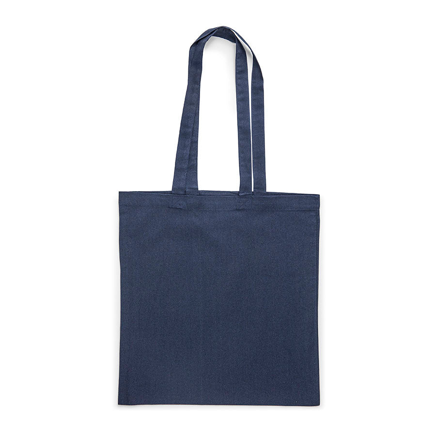 Attēls ar Kokvilnas auduma maisiņš ar garajiem rokturiem 38 x 42 cm 140 g/m² - tumši zils – pieejams Šarlotes audumi