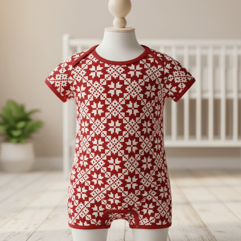 Attēls ar Kokvilnas cilpiņtrikotāža - auseklīšu raksts uz balta fona 250 g/m² – pieejams Šarlotes audumi