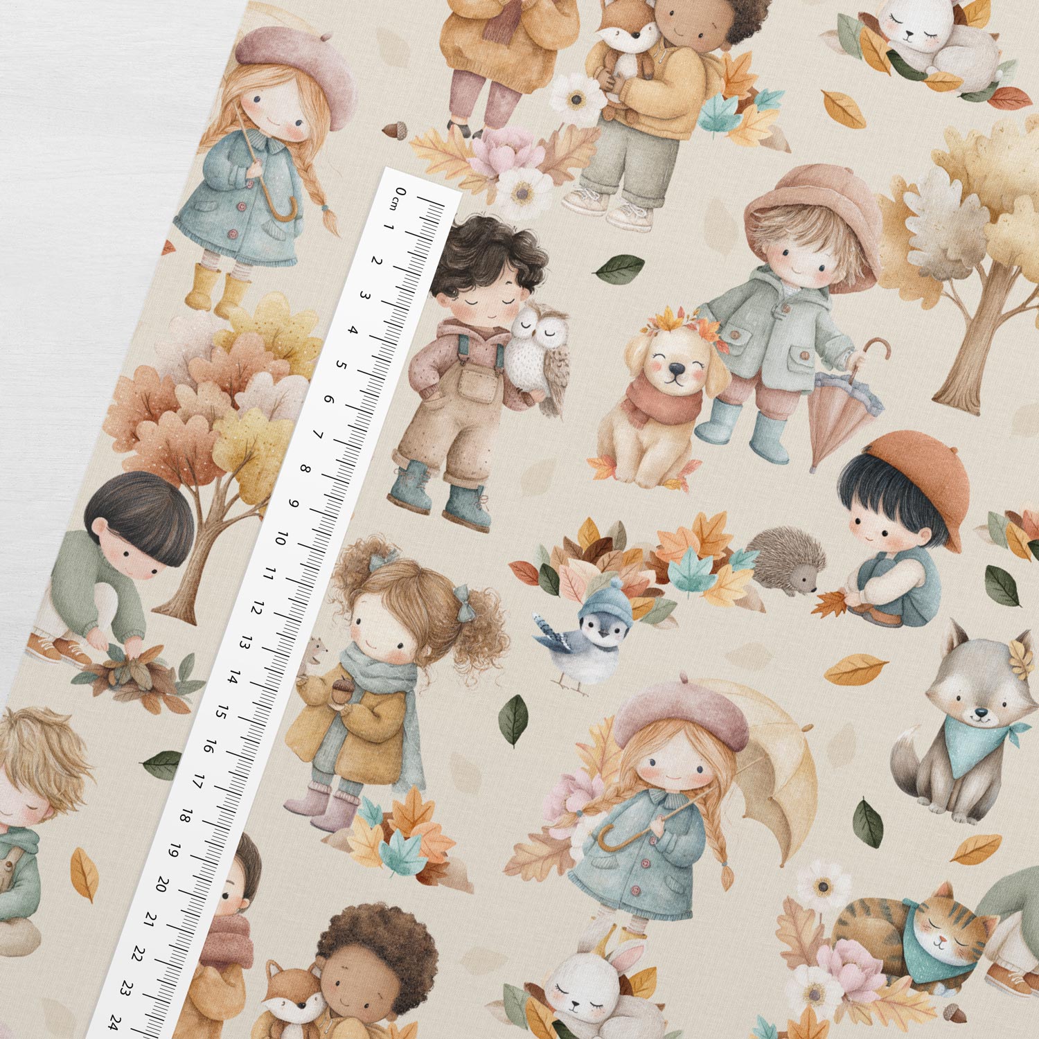 Kokvilnas cilpiņtrikotāža - bērni rudenī 250 g/m²