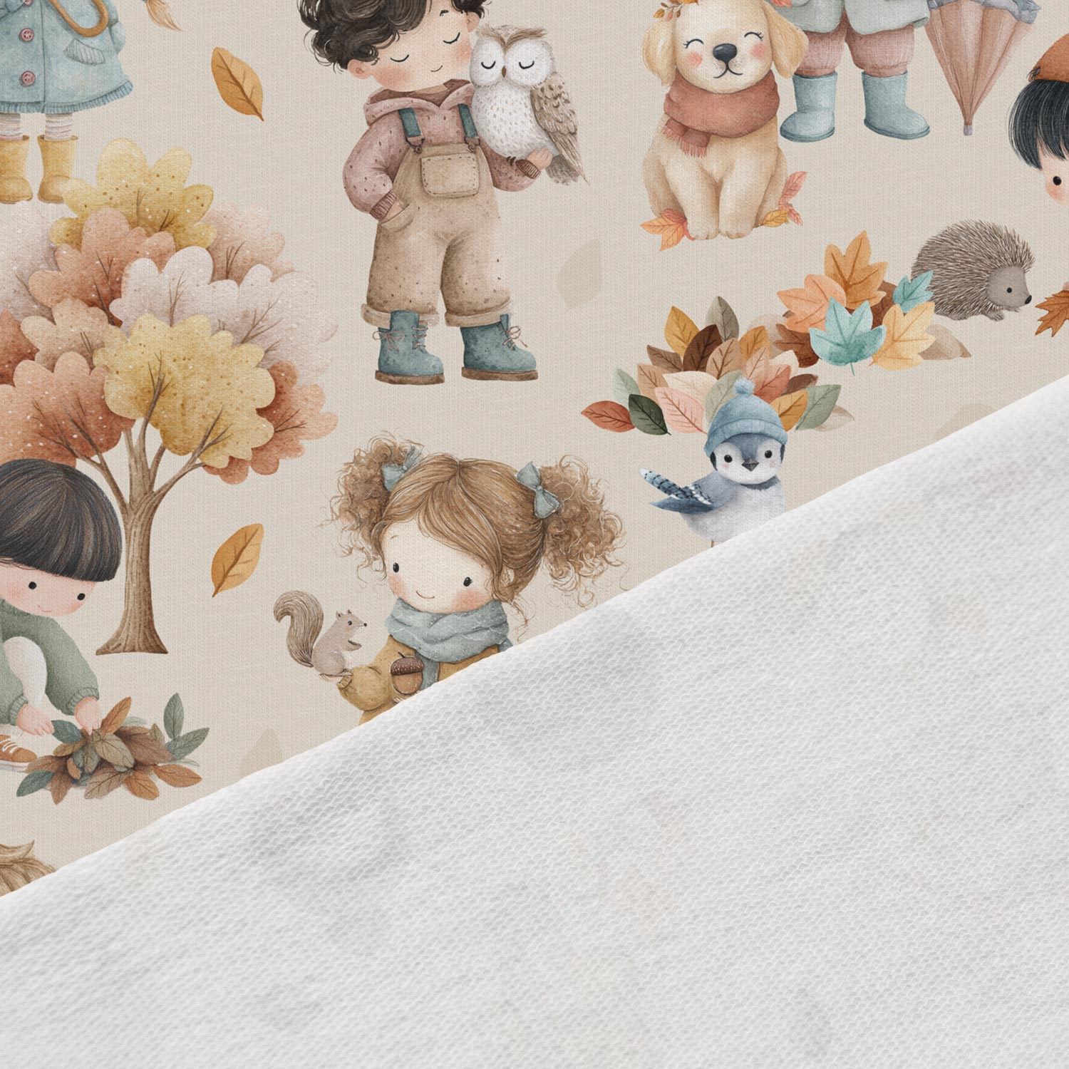 Kokvilnas cilpiņtrikotāža - bērni rudenī 250 g/m²