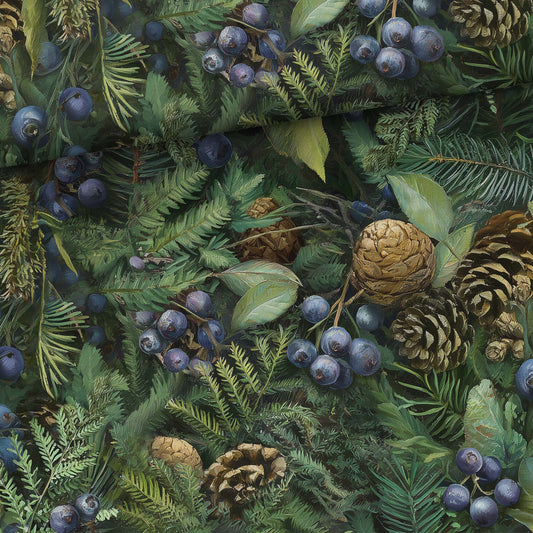 Kokvilnas cilpiņtrikotāža - mellenes mežā 250 g/m²