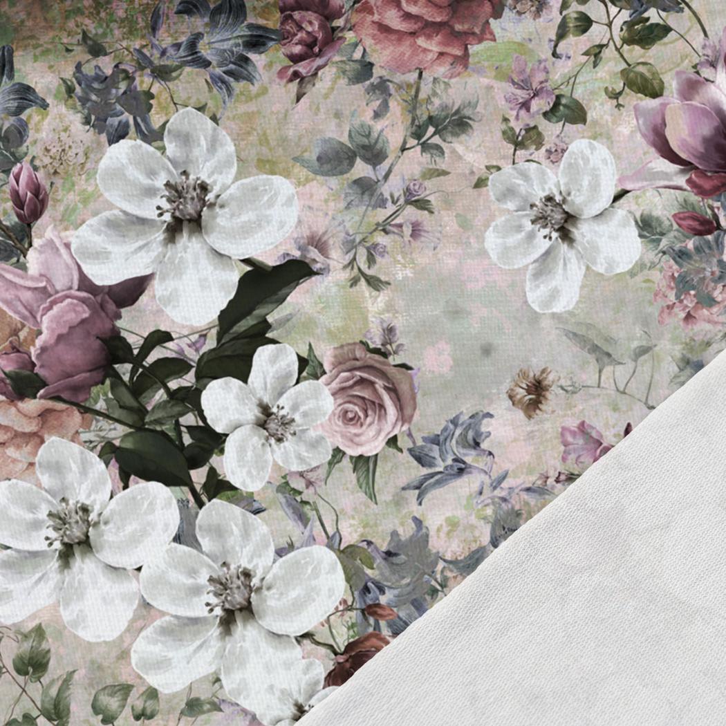 Kokvilnas cilpiņtrikotāža - vintage ziedi 250 g/m²