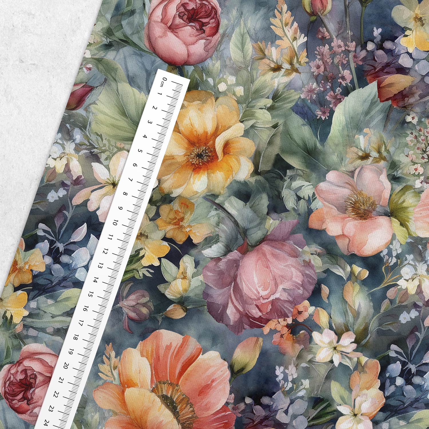 Kokvilnas cilpiņtrikotāža - ziedu motīvs 250 g/m²